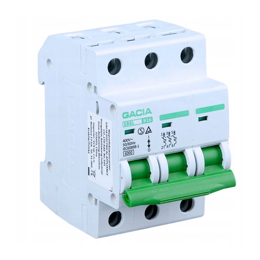 VCX Automatinis jungiklis, 6kA, C, 3 polių, 25A GACIA SB6L C 3P 25A – 2