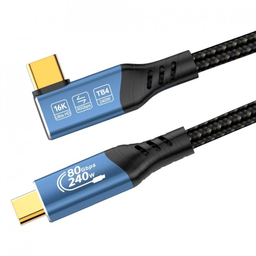 PremiumCord USB4™ Version2.0 80Gbps 16K@60Hz 240W Thunderbolt 3 ja 4 kaabel 0.8m kaardus – 2
