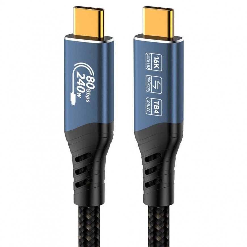 PremiumCord USB4™ Versioon 2.0 80Gbps 16K@60Hz 240W Thunderbolt 3 ja 4 kaabel 0.8m – 2