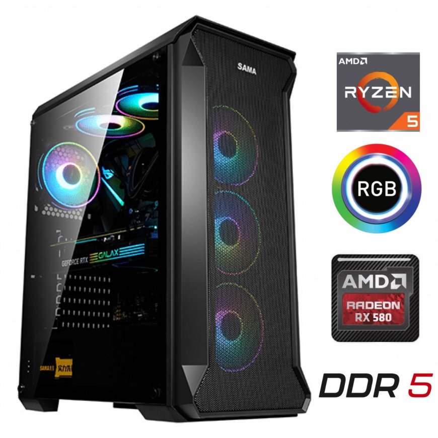 MDATA GAMING Ryzen 5 5500 8GB 256GB SSD RX 580 8GB NoOS SAMA CASE