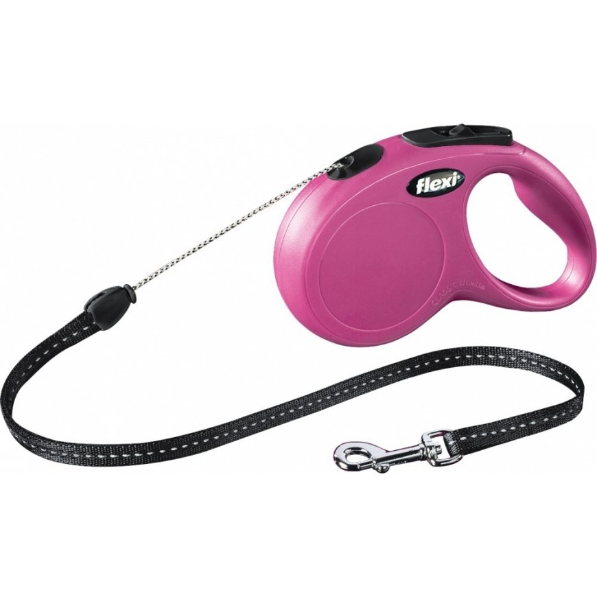 Flexi New CLASSIC 5 m Roosa Koer Sissetõmmatav jalutusrihm