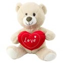 Lean Toys Plush Bear with Heart, Cream, 30 cm Lean Toys Plush Bear with Heart, Cream, 30 cm