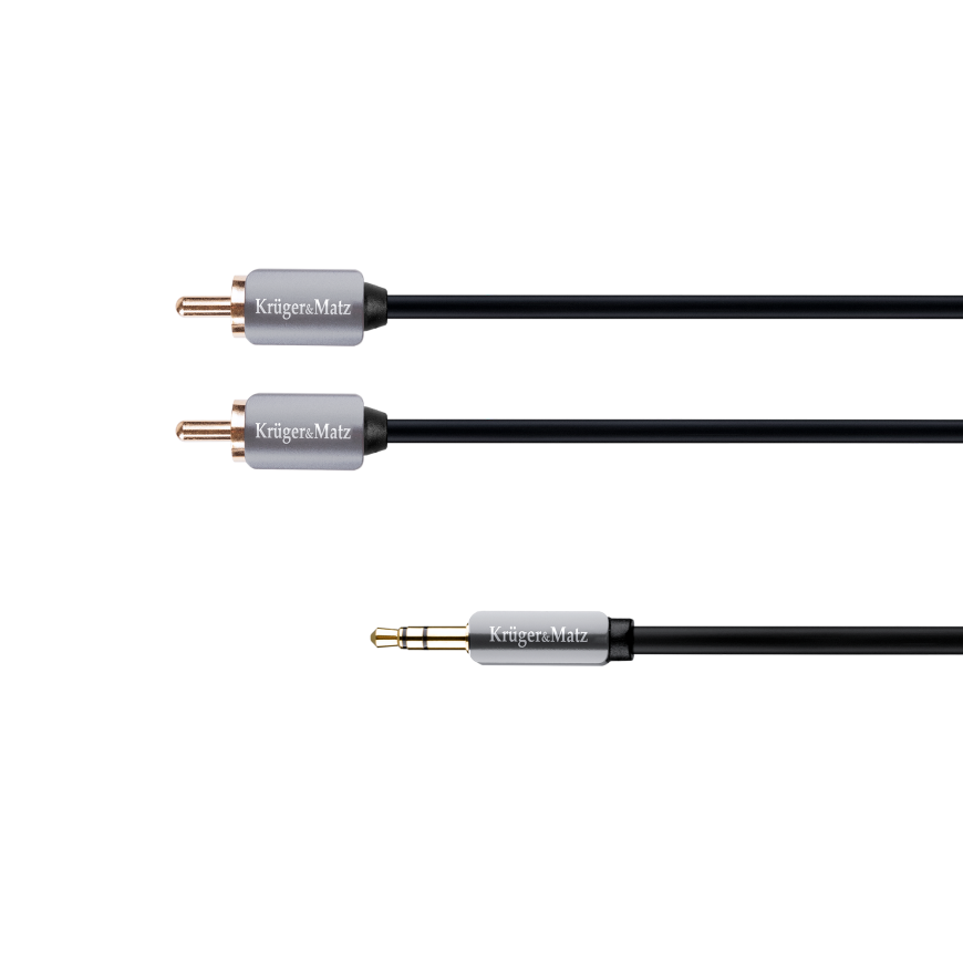 Kruger & Matz AUX 3.5mm - 2x RCA 3m Melns