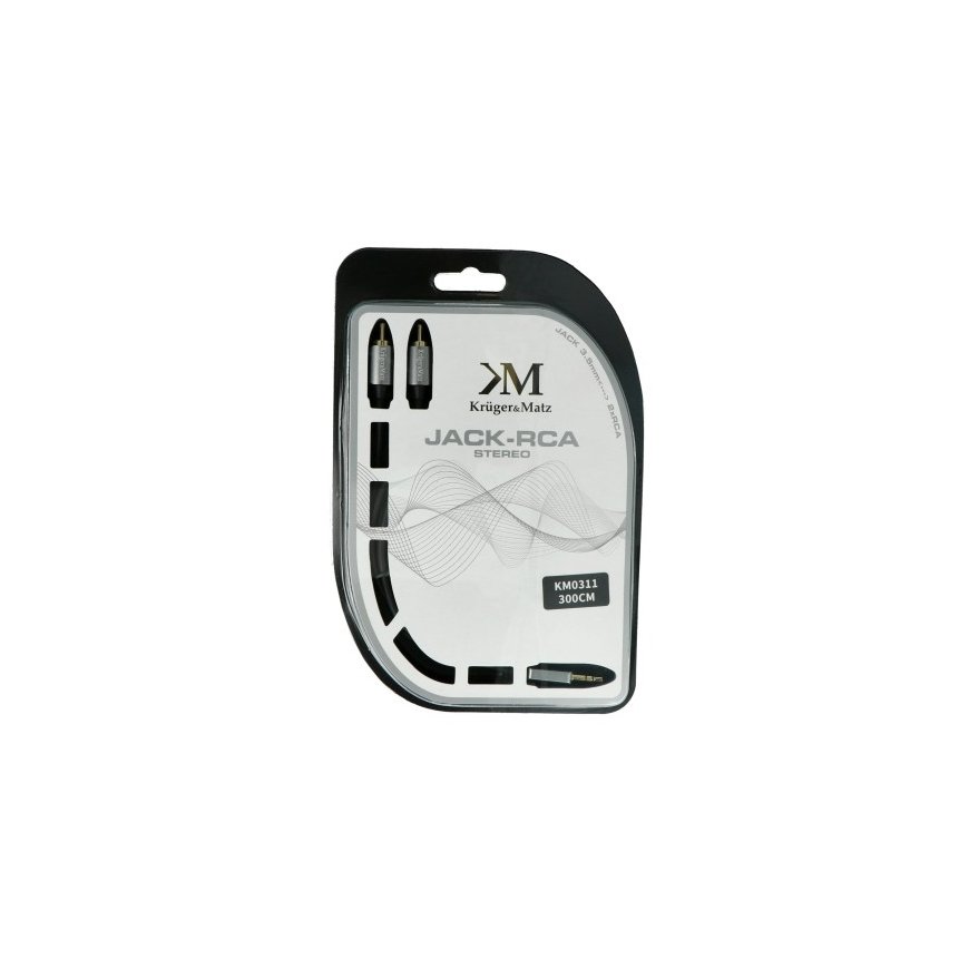 Kruger & Matz AUX 3.5mm - 2x RCA 3m Musta – 2