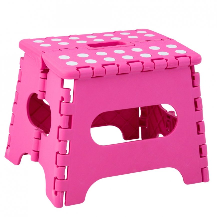 Lean Folding Stool Footrest Step Anti-slip Pink 24 x 19 cm – 2