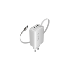 CANYON-laturi OnCharge 65RC sisäänrakennetulla USB-C-kaapelilla 65W 1xPD 1xQC