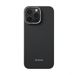 Pitaka „MagEZ“ dėklas 6 600D, skirtas „iPhone 16 Pro“, juodas / pilkas, dryžuotas