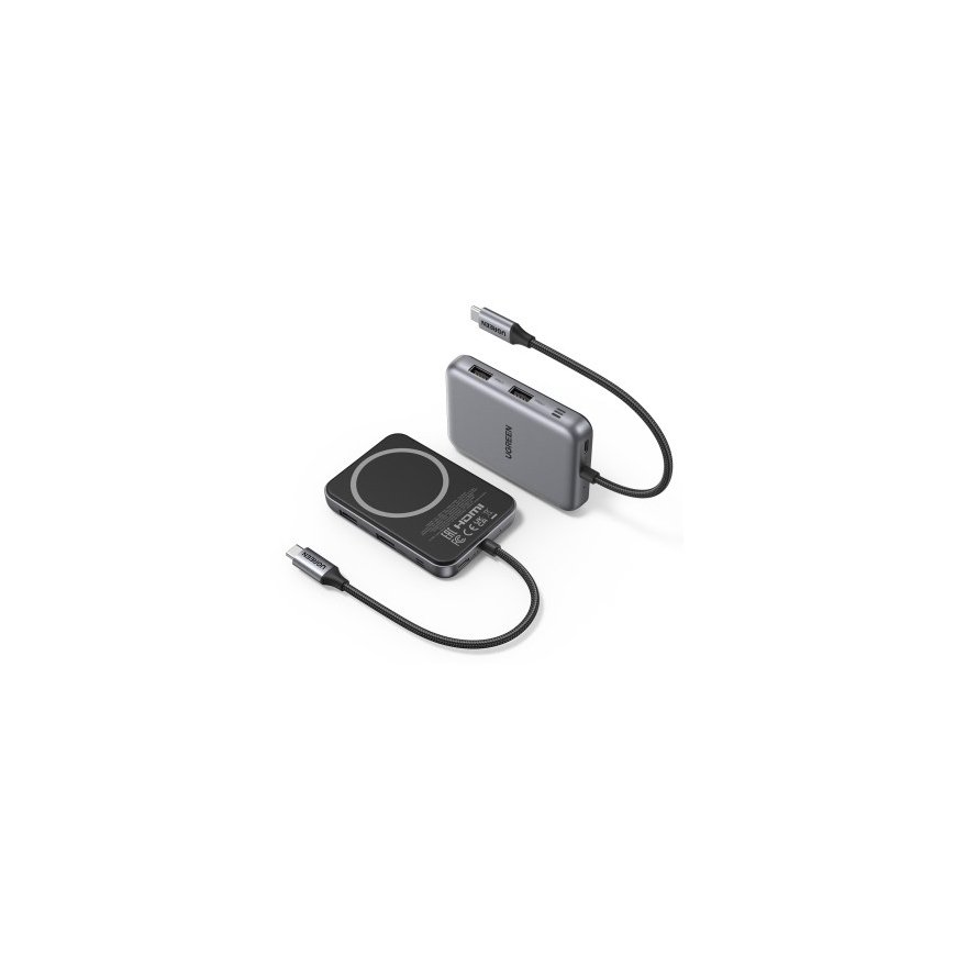 7in1 USB-C uz USB-A, HDMI, Micro SD/SD savienojumu stacija Magsafe saderīgs turētājs CM896 UGREEN