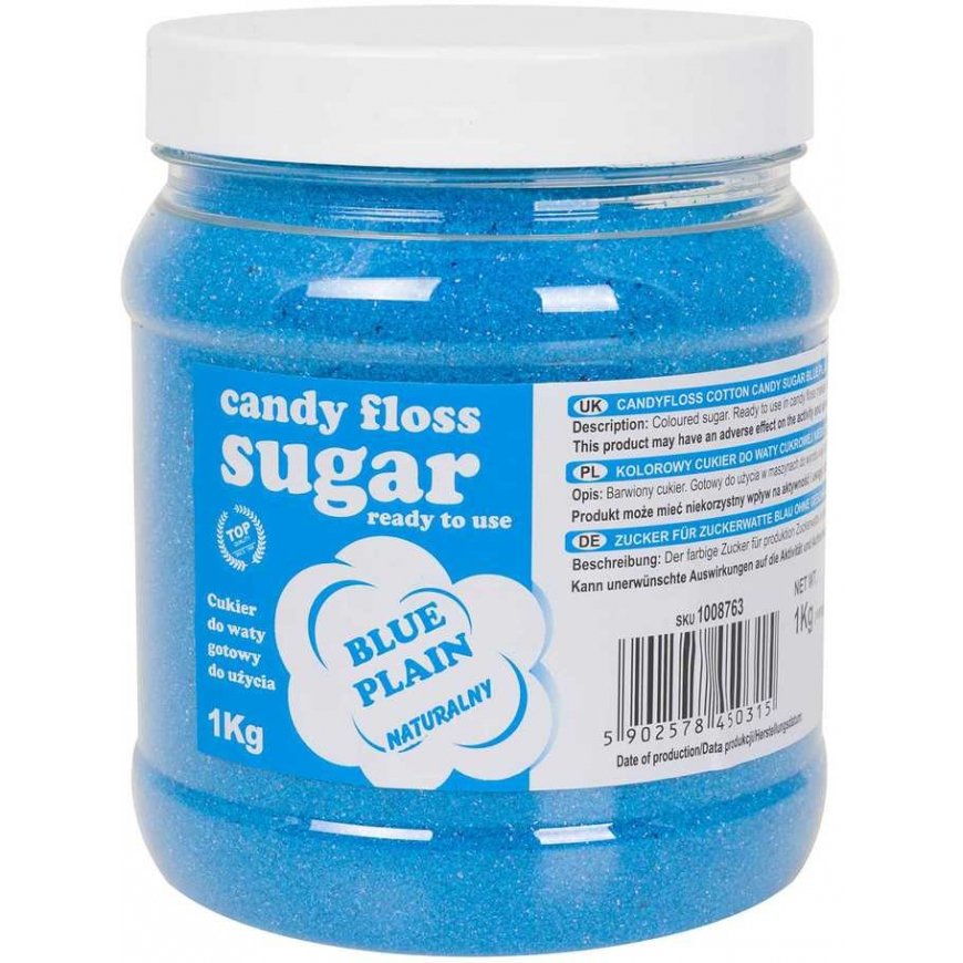 Gsg24 Colored Sugar for Cotton Candy, Blue, Natural Cotton Candy Flavor, 1kg