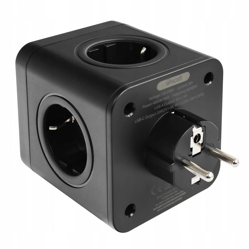Spacetronik Maitinimo blokas 4xAC 2xUSB 1xUSB-C SPS-C03B