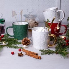 Jõuluteemaline külmkuubikute tass 380 ml, valge ja kuldne, AMBITION