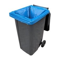 MEVA 80 microns thick garbage bags. durable roll of 5 pcs. - blue 240L