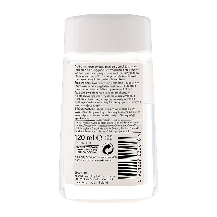 Ziaja kitsepiima silmakosmeetika eemaldaja naistele, 120 ml