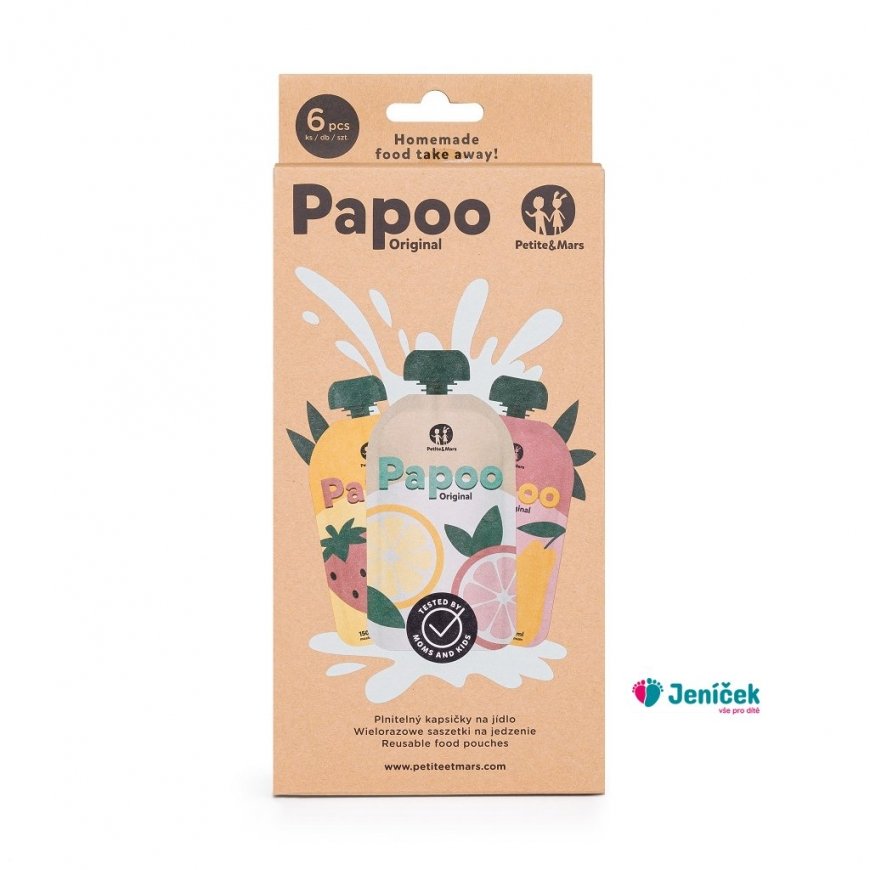 Petite&Mars Papoo Original - reusable food bags, 6 pcs | Fruit