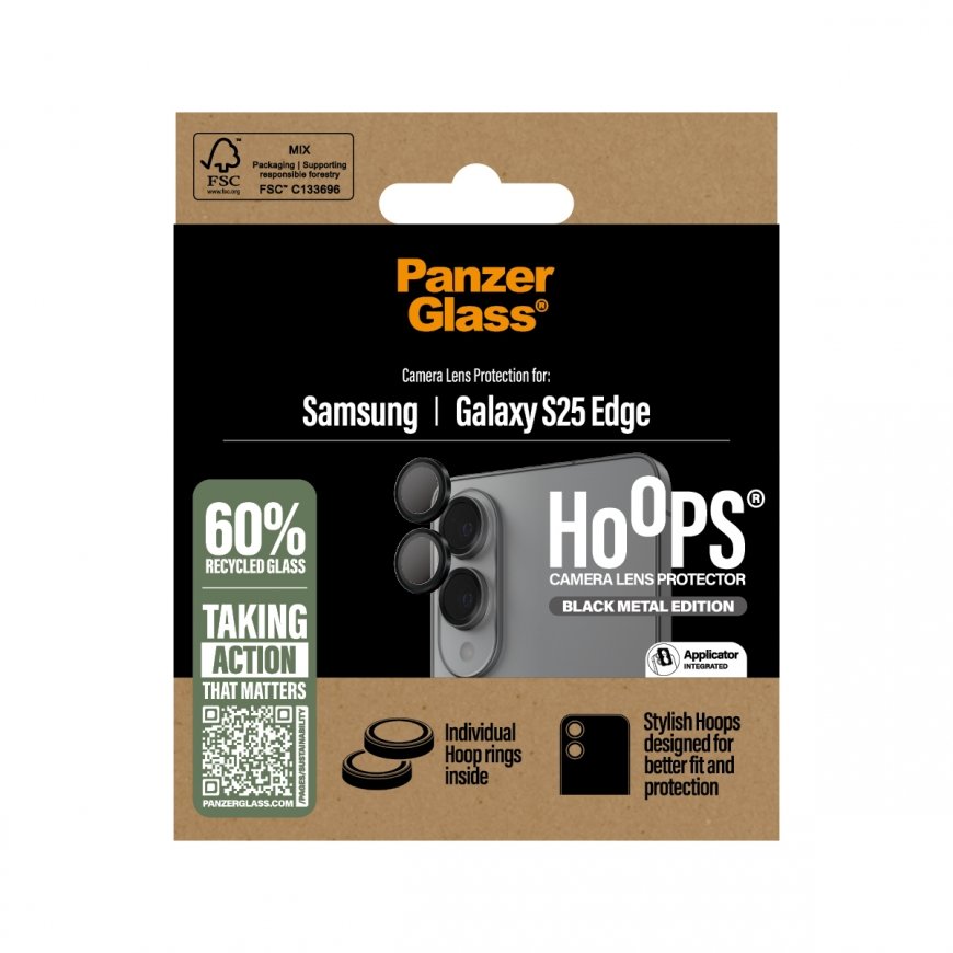 PanzerGlass ® Hoops® Camera Lens Protector Black Samsung S25 Edge – 3