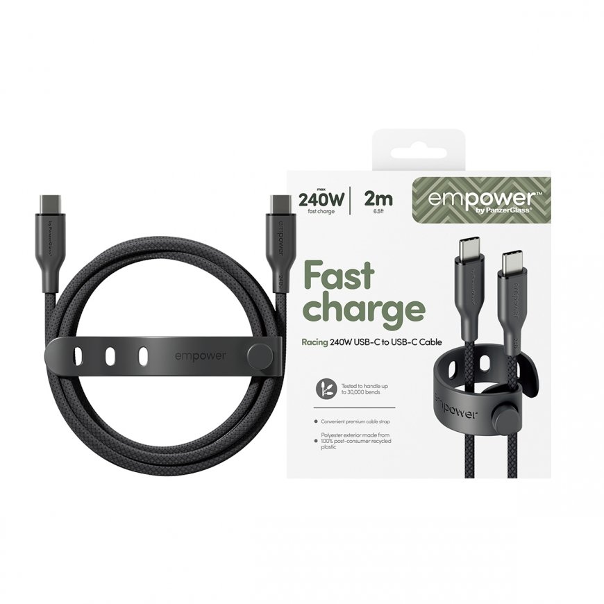 PanzerGlass empower™ by ® Racing 240W USB-C to USB-C Cable | USB 2.0 | 2M | Space Black – 2