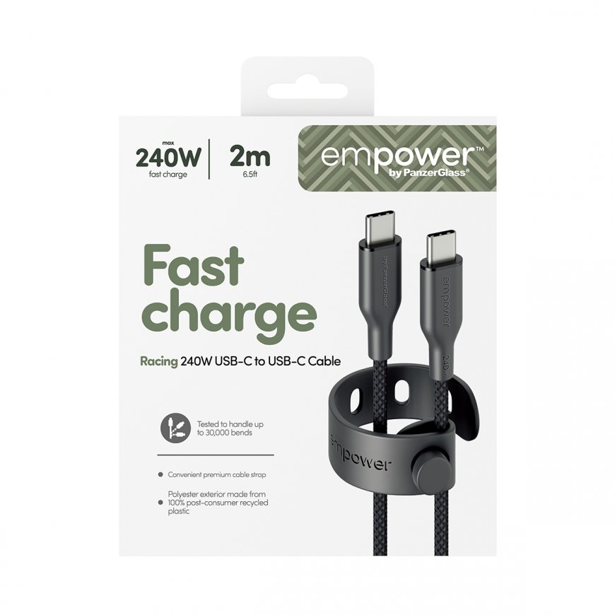 PanzerGlass empower™ by ® Racing 240W USB-C to USB-C Cable | USB 2.0 | 2M | Space Black – 3