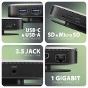 Axagon HMC-UFO USB-C Hub M.2 SATA/NVMe 1 Gbit/s Ethernet 384 kHz Audio Vielinis USB 3.2 Gen 2 (3.1 G