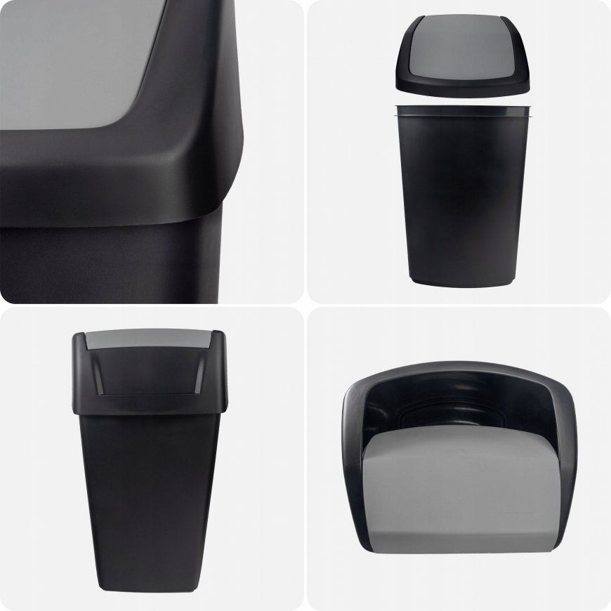Trash Can Designed for Curly Hair 10 l Gray DOMOTTI