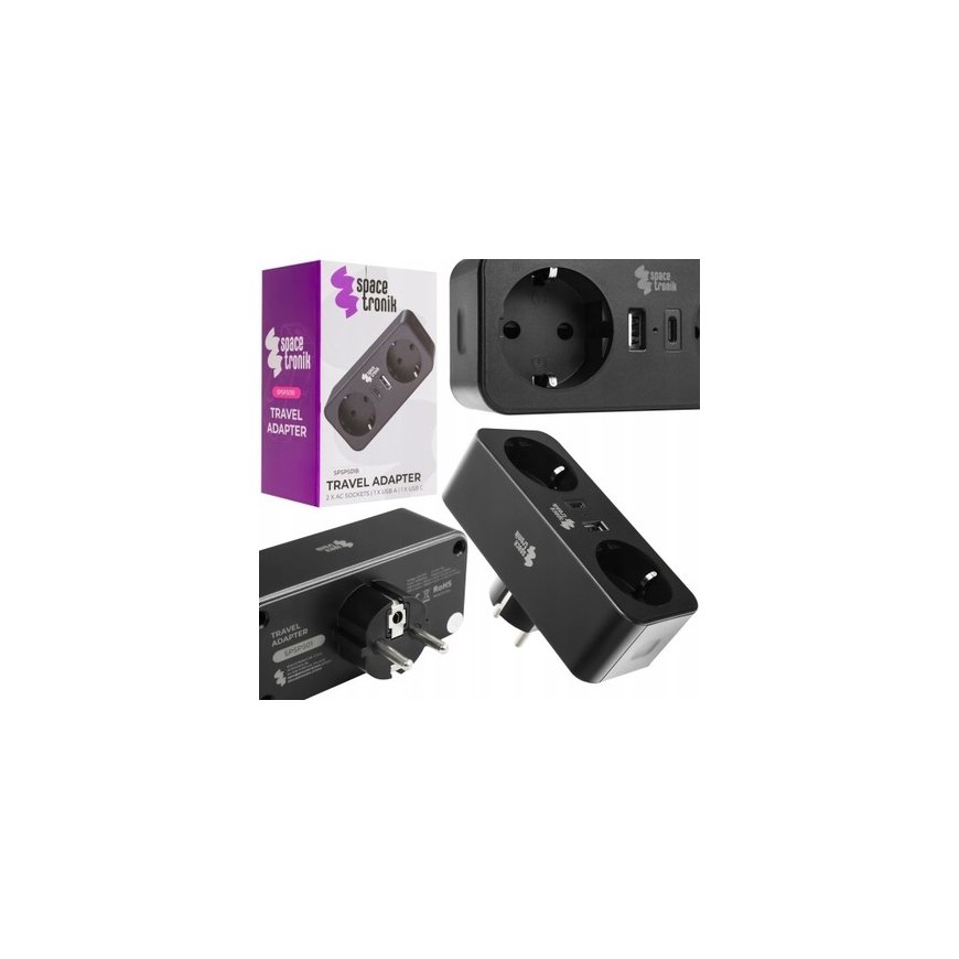 Spacetronik Power Supply Unit 2xAC 1xUSB 1xUSB-C SPS-PS01W