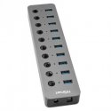 Hismart USB Type-A 3.0 adapteris - 10 x USB 3.0 ar slēdžiem