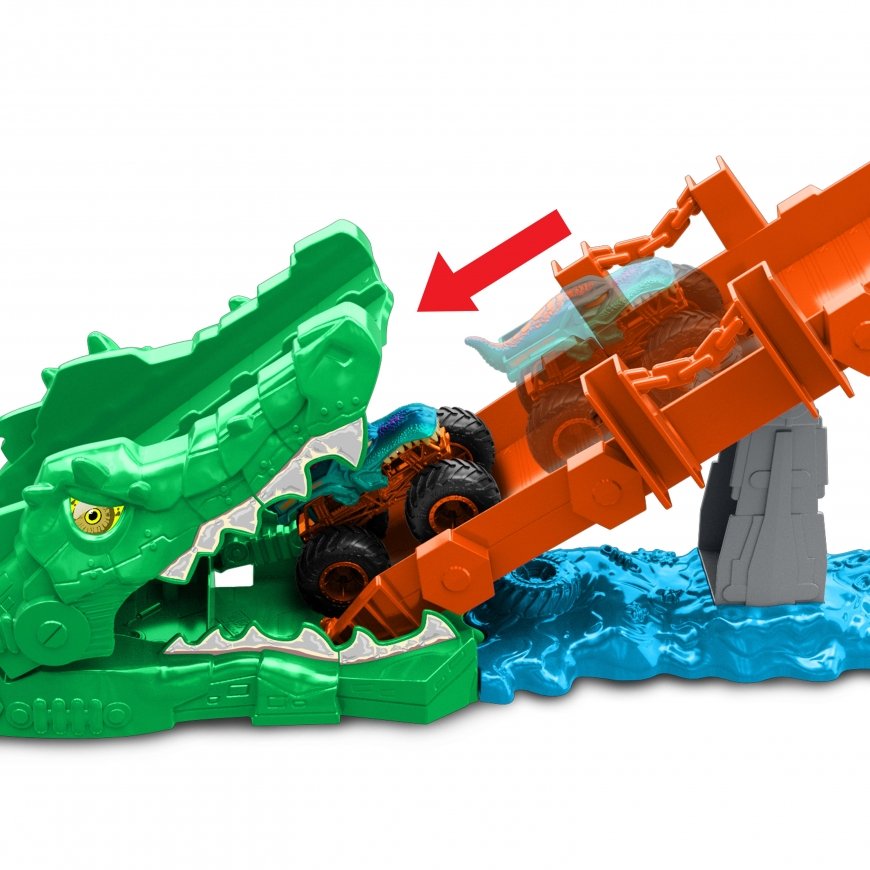 Hot Wheels Monster Trucks CROCODILE CRASH CHALLENGE Playset – 3