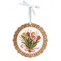 Beldizart Cross-Stitch on Wooden Base "Miniature. Tulip Bouquet" 8*8 cm SO-138