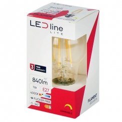 Лампа LED Lanberg E27 A60 230V 7W 840lm, нейтрально-белая 4000K, диммируемая, LED line LITE
