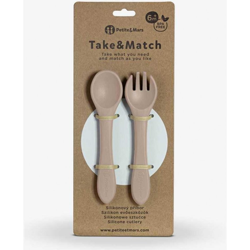 Petite&Mars Take&Match - silicone utensils set | Desert Sand – 2