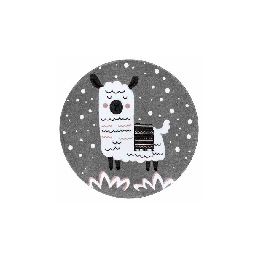 Round mat TINIES LAMA color gray 140 circle Hakano