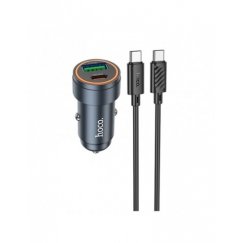 Автомобильное зарядное устройство Hoco Z57A 30W USB-C/USB-A + USB-C на USB-C кабель 1.0 м серый