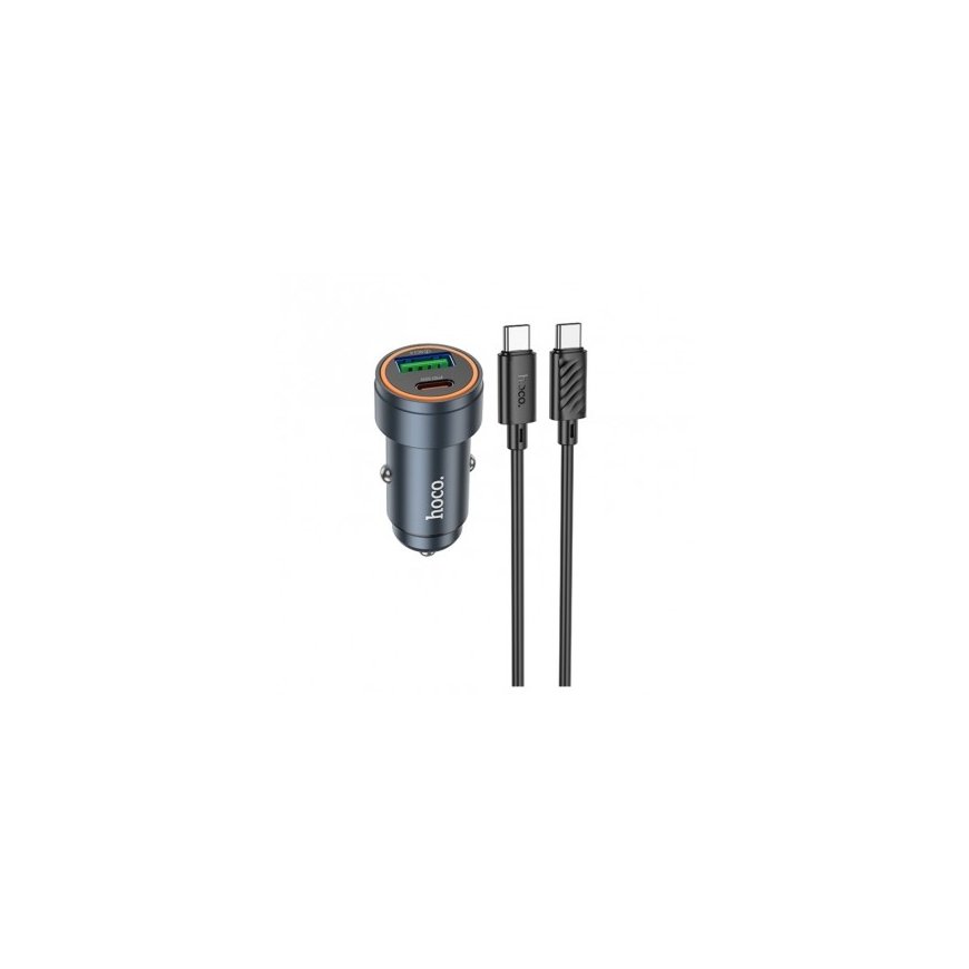 Car Charger Hoco Z57A 30W USB-C/USB-A + USB-C to USB-C cable 1.0m gray