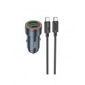 Car Charger Hoco Z57A 30W USB-C/USB-A + USB-C to USB-C cable 1.0m gray Car Charger Hoco Z57A 30W USB-C/USB-A + USB-C to USB-C cable 1.0m gray