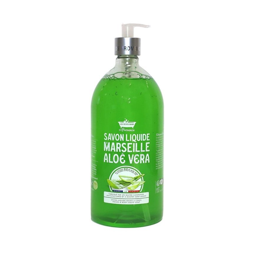 Les Petites Bains de Provence Marseille Aloe Vera Liquid Soap for Hands & Body, 1000 ml