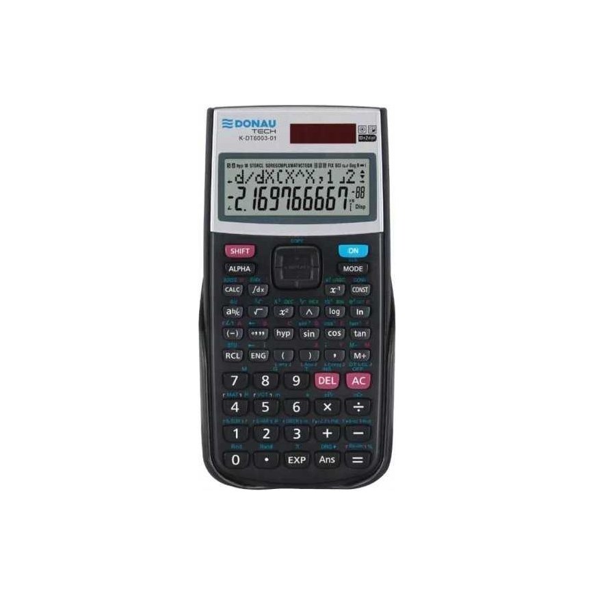 Eleven ELEVEN Calculator Melns biroja skaitītājs CDC120BKNV ar baltiem un zināmblue taustiņiem un zilu rāmīti ap ekrānu.