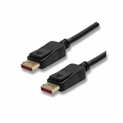 Video kabelis DisplayPort M - DisplayPort M, DP v 1.4, 2m, zelta pārklājums, melns, logo iepakojums, 8K@60Hz, 32,4 Gb/s