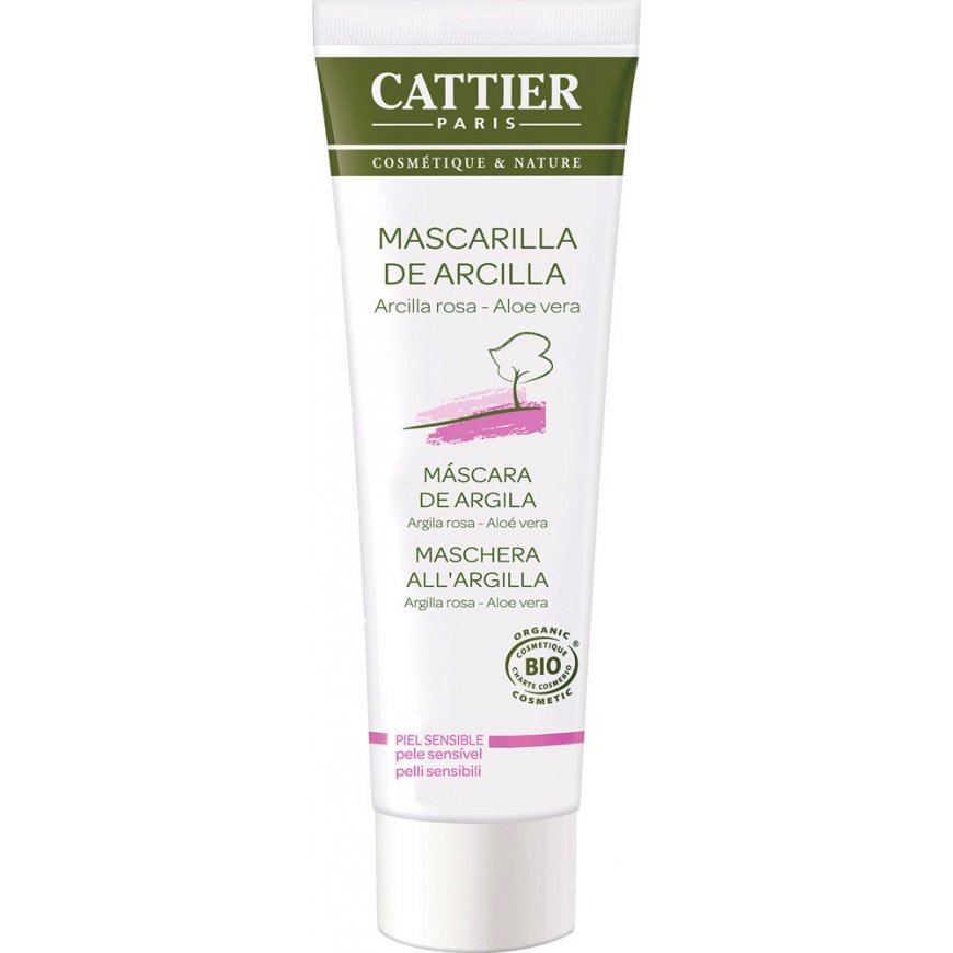 Cattier Paris Cattier Rose Clay Mask Ps - Kasvonaamio, jossa on ruusumultaa ja aloe veraa, 100ml