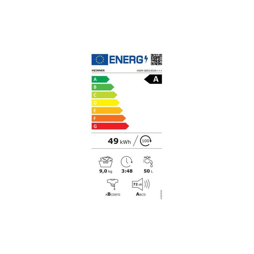 Built-in washing machine HEINNER HWM-BI914IVA+++ – 2