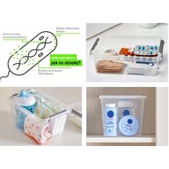 Orplast Antibacterial storage container with silver micro-particles, with lid and handle 29x20x18cm 6.5l (1333)
