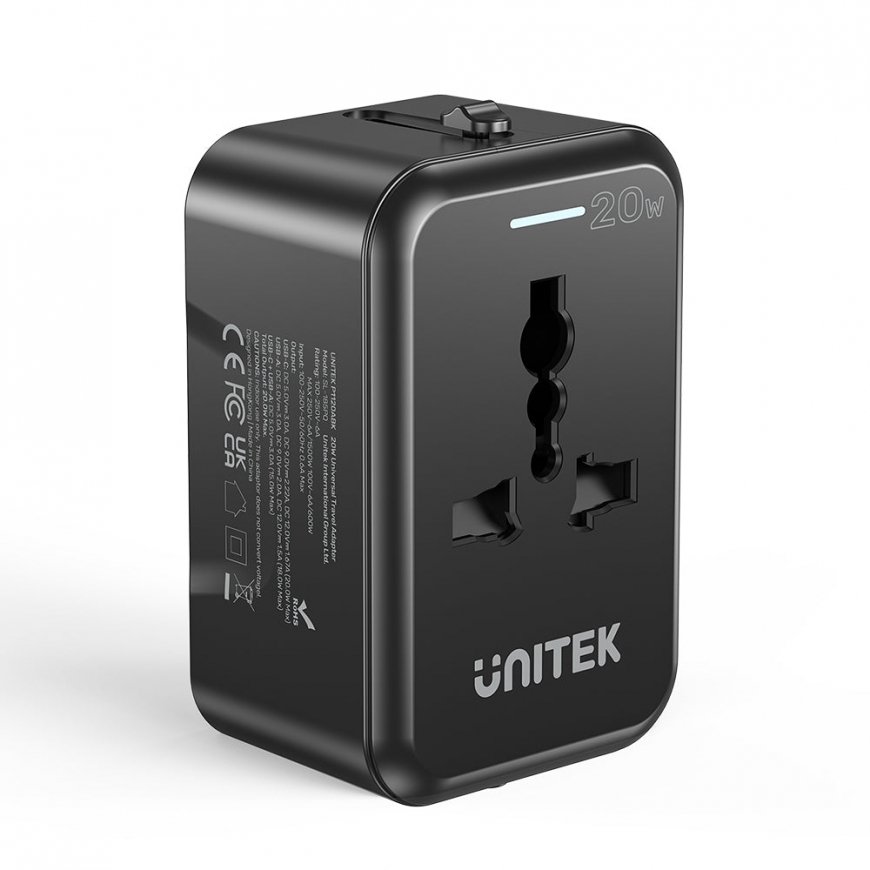 UNITEK P1120ABK01 pistorasia-adapteri Universaali musta – 3