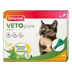 Pilieni pret blusām, ērcēm kaķiem - Beaphar Spot on Veto pure, 3