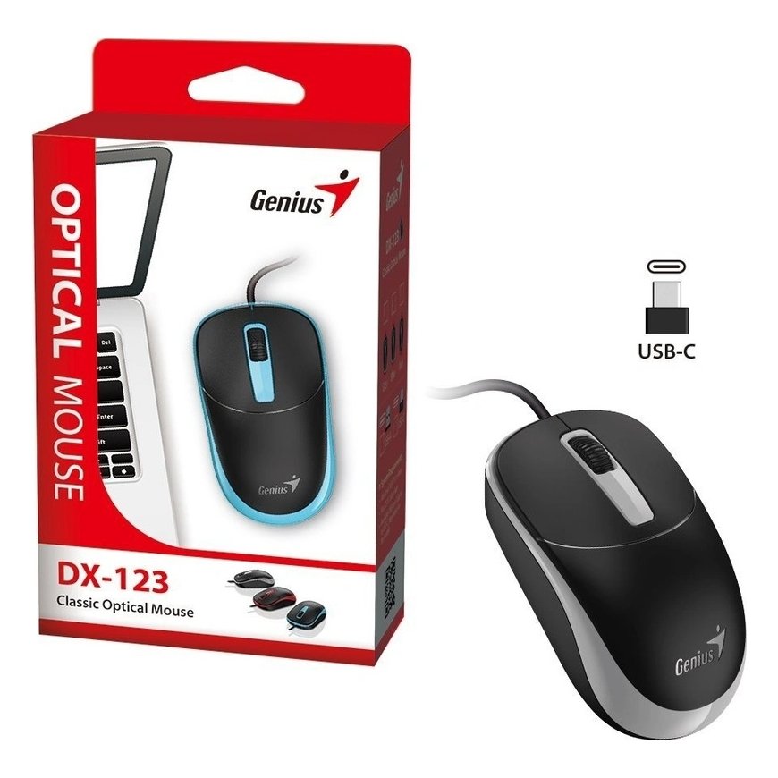 Genius DX-123 Wired Mouse, Black-Grey, 1200DPI – 2