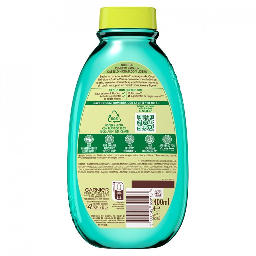 Garnier Original Remedies Coconut Water Shampoo, 400 ml