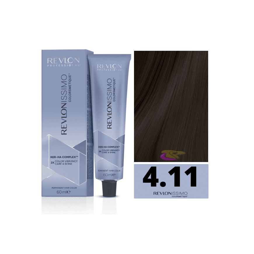 mati plaukų krāsošana Revlon Revlonissimo Colorsmetique 4,11 Vidējā nokrāsa intensīvi pelnu toņi 60ml – 2