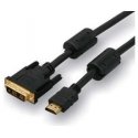 Video kabelis DVI (18+1) M - HDMI M, 3m, ar zeltītiem savienojumiem, melns, ar logotipu iepakojumā Video kabelis DVI (18+1) M - HDMI M, 3m, ar zeltītiem savienojumiem, melns, ar logotipu iepakojumā