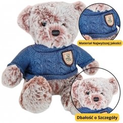 Lean Toys Harmaa pehmolelu karhu 21 cm sinisellä neulepaidalla