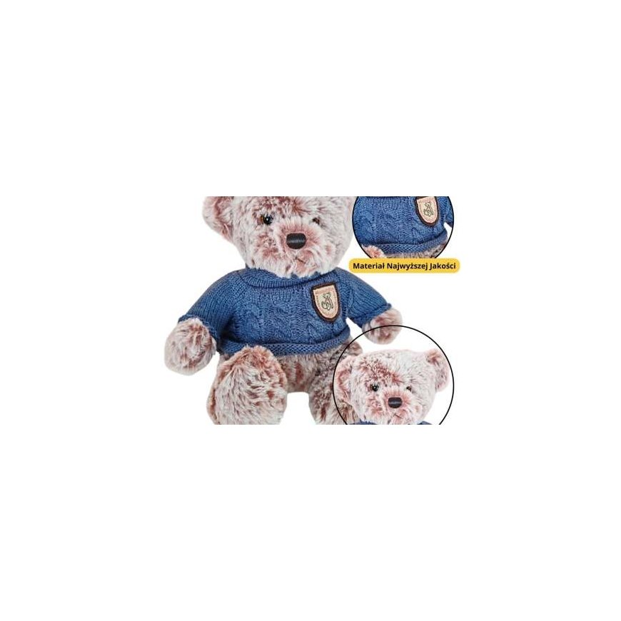 Lean Toys Gray Plush Bear 21 cm with Blue Sweater – 2