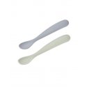 BEABA STARTER FEEDING SILICONE 2 PCS. SPOON SET WITH BOX, COTTON CANDY / MARSHMALLOW