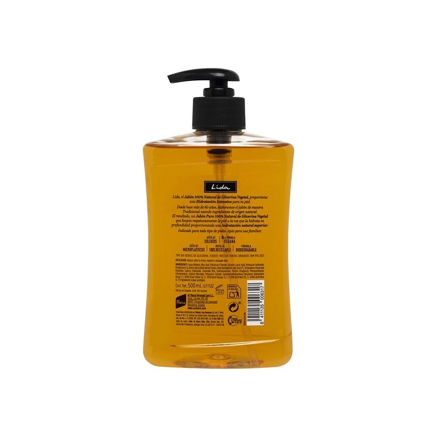Lida 100% Natural Glycerin Soap for Hands, 500 ml – 2