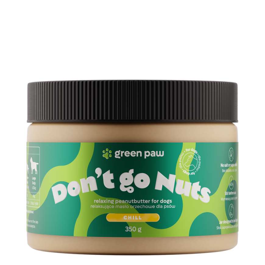 Green Paw Žalias Paw Žalias PAW Don't go Nuts atpalaiduojantis žemės riešutų sviestas šunims 350g – 2